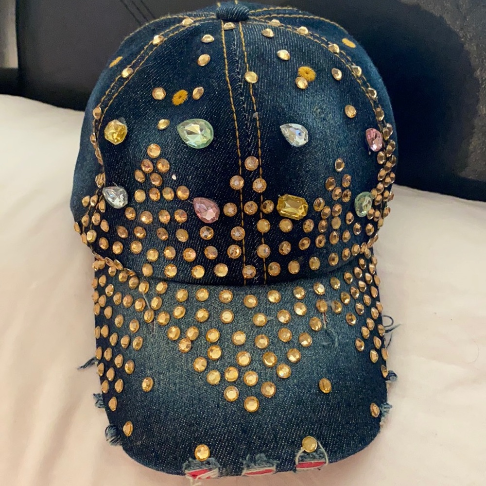 Rhinestone jean hat